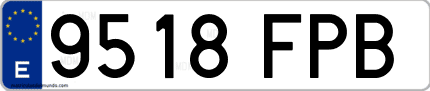 Ejemplo de matrícula de coche ordinaria 9518 FPB