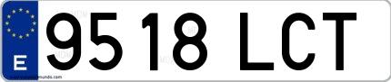 Ejemplo de matrícula española 9518 LCT