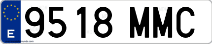Ejemplo de matrícula de coche ordinaria 9518 MMC