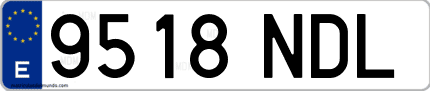 Ejemplo de matrícula de coche ordinaria 9518 NDL