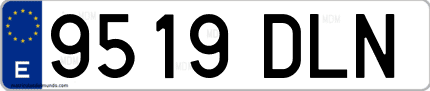 Ejemplo de matrícula de coche ordinaria 9519 DLN