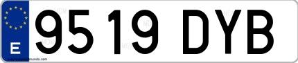 Ejemplo de matrícula española 9519 DYB