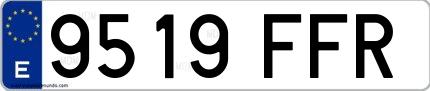Ejemplo de matrícula española 9519 FFR