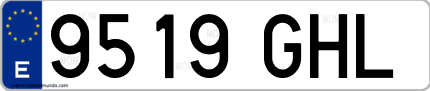 Ejemplo de matrícula de coche ordinaria 9519 GHL