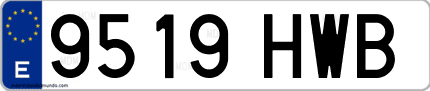 Ejemplo de matrícula de coche ordinaria 9519 HWB