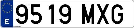 Ejemplo de matrícula española 9519 MXG