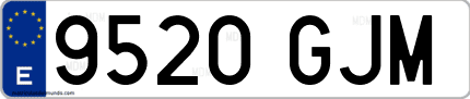 Ejemplo de matrícula de coche ordinaria 9520 GJM