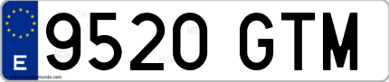 Ejemplo de matrícula de coche ordinaria 9520 GTM