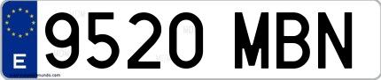 Ejemplo de matrícula española 9520 MBN