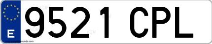 Ejemplo de matrícula española 9521 CPL