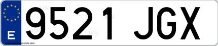 Ejemplo de matrícula española 9521 JGX