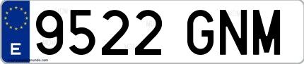 Ejemplo de matrícula española 9522 GNM
