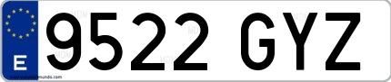 Ejemplo de matrícula española 9522 GYZ