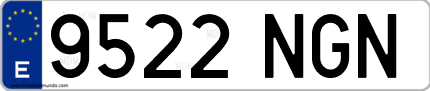 Ejemplo de matrícula de coche ordinaria 9522 NGN