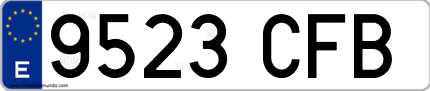 Ejemplo de matrícula de coche ordinaria 9523 CFB