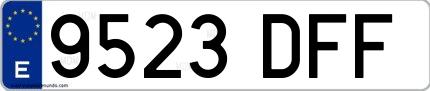 Ejemplo de matrícula española 9523 DFF
