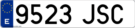 Ejemplo de matrícula de coche ordinaria 9523 JSC