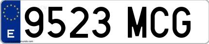 Ejemplo de matrícula española 9523 MCG