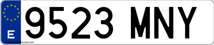 Ejemplo de matrícula de coche ordinaria 9523 MNY