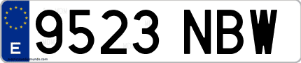 Ejemplo de matrícula de coche ordinaria 9523 NBW
