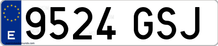 Ejemplo de matrícula de coche ordinaria 9524 GSJ