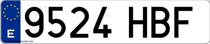 Ejemplo de matrícula española 9524 HBF