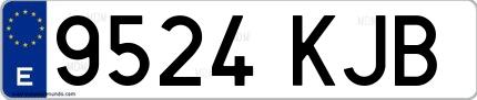Ejemplo de matrícula española 9524 KJB