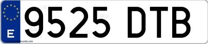 Ejemplo de matrícula española 9525 DTB