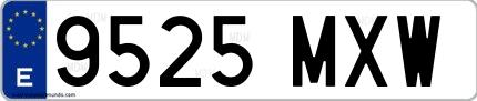 Ejemplo de matrícula española 9525 MXW