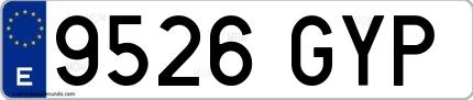 Ejemplo de matrícula española 9526 GYP