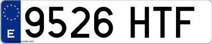 Ejemplo de matrícula española 9526 HTF