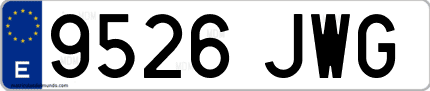 Ejemplo de matrícula de coche ordinaria 9526 JWG