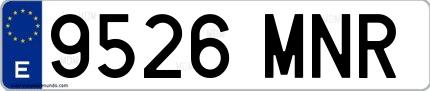 Ejemplo de matrícula española 9526 MNR