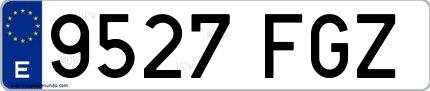 Ejemplo de matrícula española 9527 FGZ