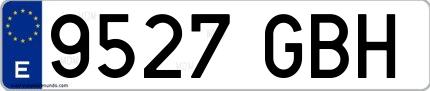 Ejemplo de matrícula española 9527 GBH