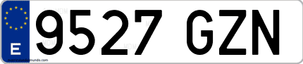Ejemplo de matrícula de coche ordinaria 9527 GZN
