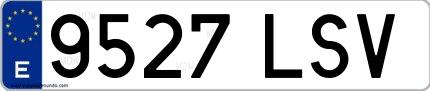 Ejemplo de matrícula española 9527 LSV