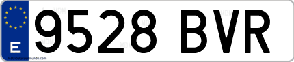 Ejemplo de matrícula de coche ordinaria 9528 BVR