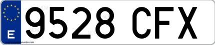 Ejemplo de matrícula española 9528 CFX