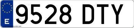 Ejemplo de matrícula española 9528 DTY