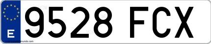 Ejemplo de matrícula española 9528 FCX