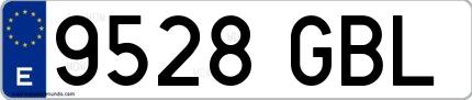 Ejemplo de matrícula española 9528 GBL