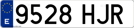 Ejemplo de matrícula de coche ordinaria 9528 HJR