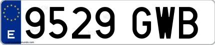 Ejemplo de matrícula española 9529 GWB