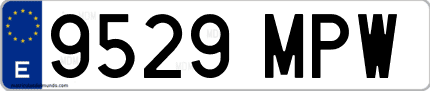 Ejemplo de matrícula de coche ordinaria 9529 MPW