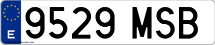 Ejemplo de matrícula de coche ordinaria 9529 MSB