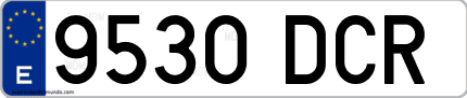 Ejemplo de matrícula de coche ordinaria 9530 DCR