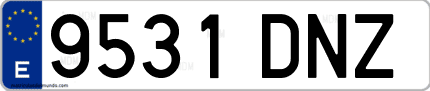 Ejemplo de matrícula de coche ordinaria 9531 DNZ