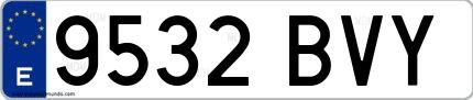 Ejemplo de matrícula española 9532 BVY