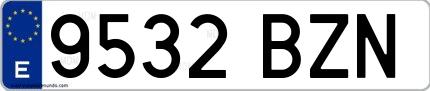 Ejemplo de matrícula española 9532 BZN